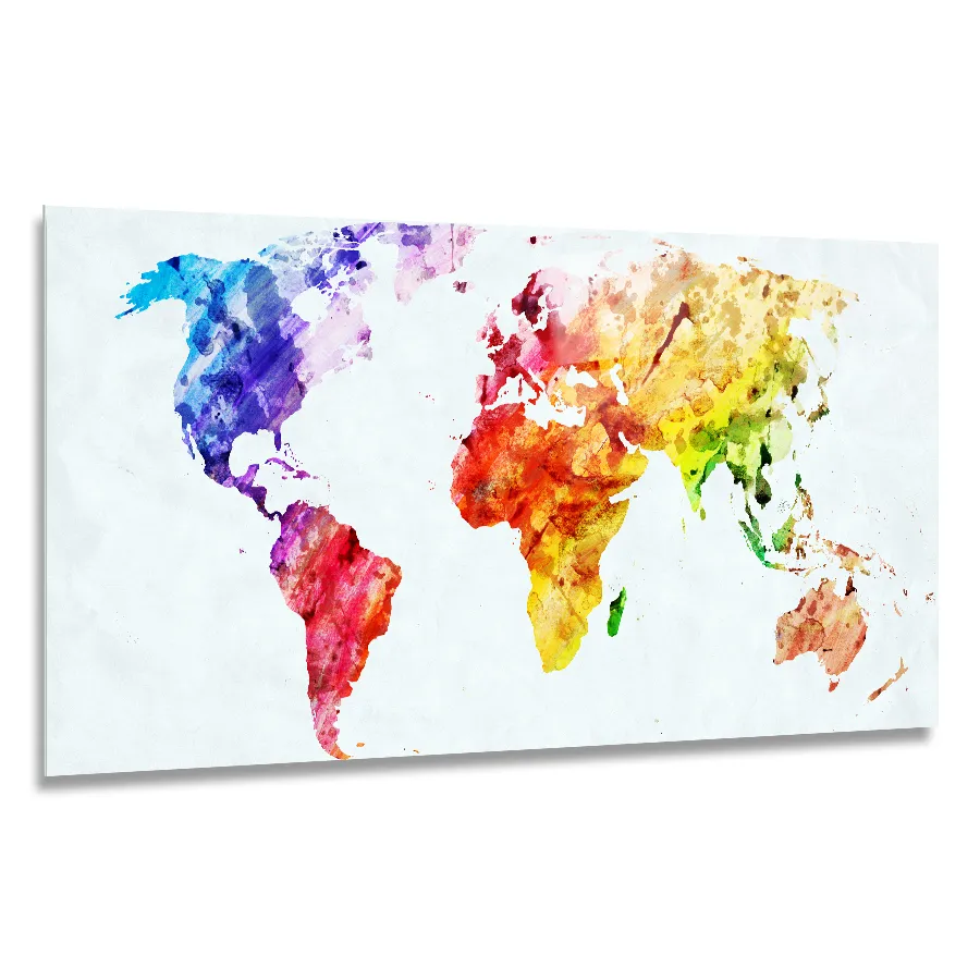 59994506-watercolour-world-map-120x60 Vibrant and colourful depiction of a World map with splashes of colour in size 120x60
