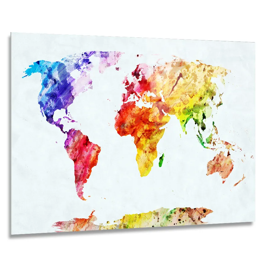 59994506-watercolour-world-map-90x60 Vibrant and colourful depiction of a World map with splashes of colour in size 90x60