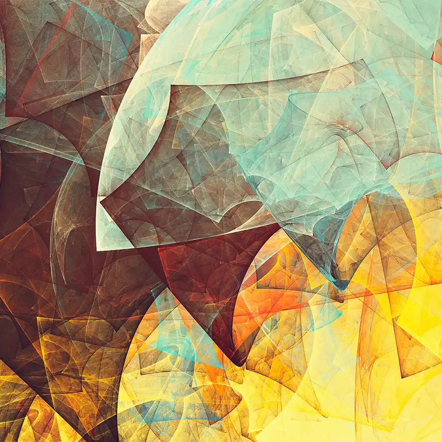 3022854302-autumn-leaves-fi glass wall art of an abstract, colourful geometric design, in orange and yellow,