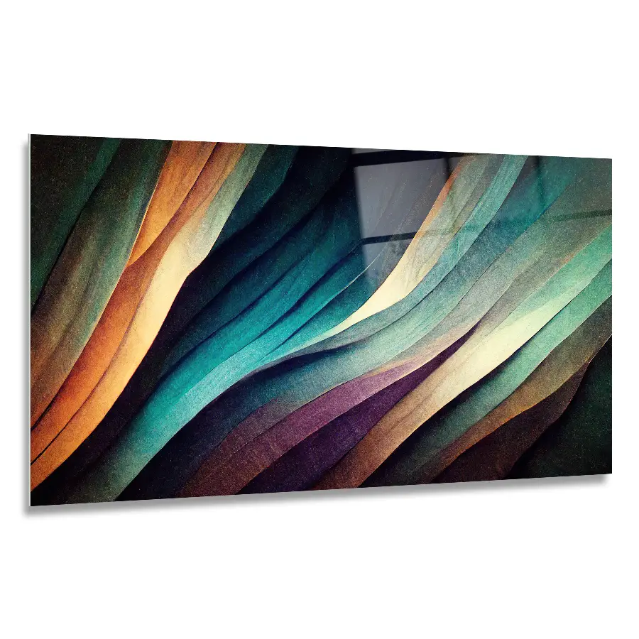 524438877-organic-lines-120x60 Abstract glass wall art of flowing curves in rich blues and greens in size 120x60