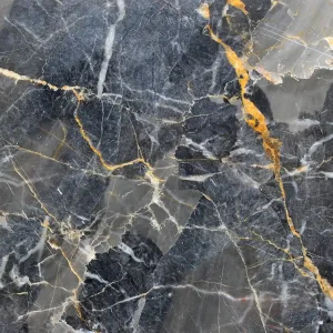 Black marble texture with gold and white veins glass splashback.